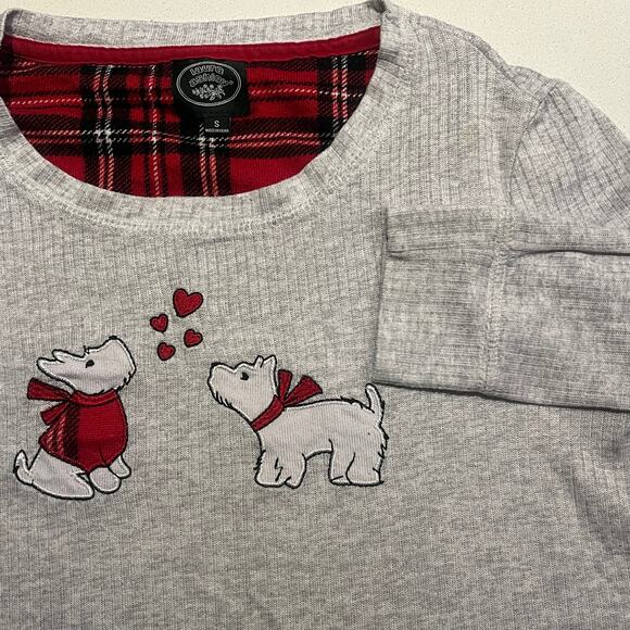 Laura Ashley Two Dog Shirt Sleepwear Lounge PJ Gray Small Valentine Day Gift‎ - Picture 1 of 8